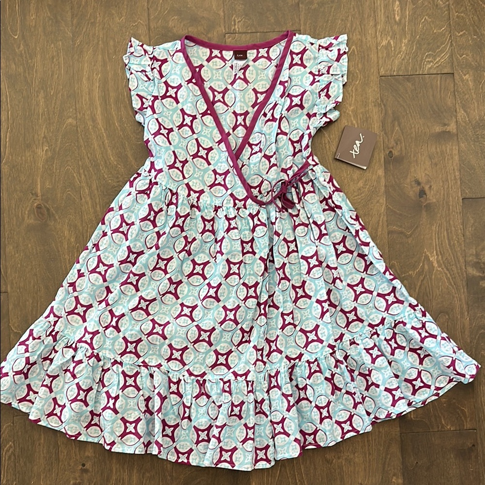 New Tea Collection Cotton Wrap Dress, size 7.